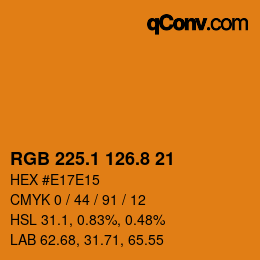 カラーコード: RGB 225.1 126.8 21 | qconv.com