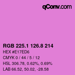 カラーコード: RGB 225.1 126.8 214 | qconv.com