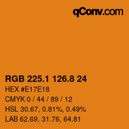 Color code: RGB 225.1 126.8 24 | qconv.com
