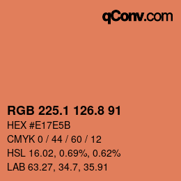 カラーコード: RGB 225.1 126.8 91 | qconv.com