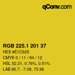 カラーコード: RGB 225.1 201 37 | qconv.com