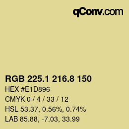 Color code: RGB 225.1 216.8 150 | qconv.com
