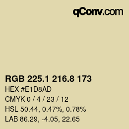 カラーコード: RGB 225.1 216.8 173 | qconv.com