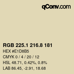 Color code: RGB 225.1 216.8 181 | qconv.com