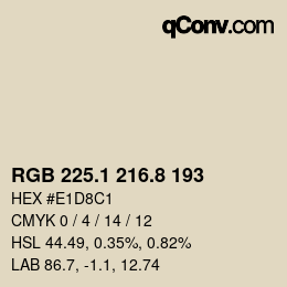 カラーコード: RGB 225.1 216.8 193 | qconv.com