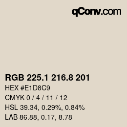Color code: RGB 225.1 216.8 201 | qconv.com
