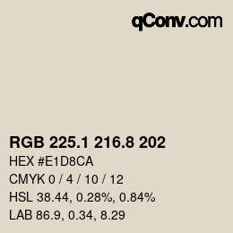 Farbcode: RGB 225.1 216.8 202 | qconv.com
