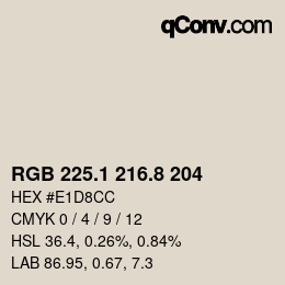 Color code: RGB 225.1 216.8 204 | qconv.com