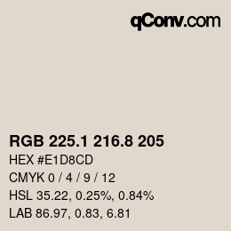 Farbcode: RGB 225.1 216.8 205 | qconv.com