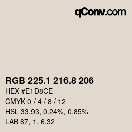 Color code: RGB 225.1 216.8 206 | qconv.com