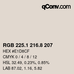 Color code: RGB 225.1 216.8 207 | qconv.com