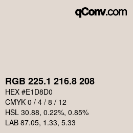 Color code: RGB 225.1 216.8 208 | qconv.com