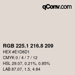 Color code: RGB 225.1 216.8 209 | qconv.com