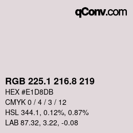 Color code: RGB 225.1 216.8 219 | qconv.com