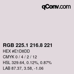 Color code: RGB 225.1 216.8 221 | qconv.com