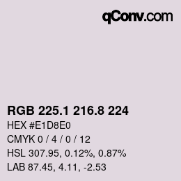 Color code: RGB 225.1 216.8 224 | qconv.com