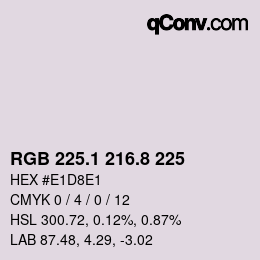 Color code: RGB 225.1 216.8 225 | qconv.com