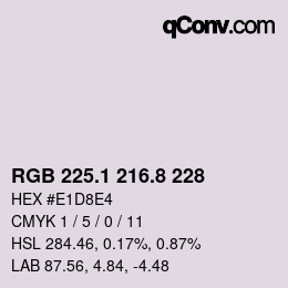 Color code: RGB 225.1 216.8 228 | qconv.com