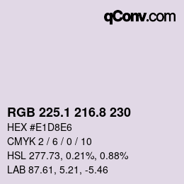 Color code: RGB 225.1 216.8 230 | qconv.com