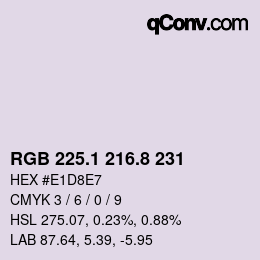 Color code: RGB 225.1 216.8 231 | qconv.com
