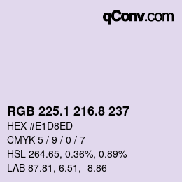 カラーコード: RGB 225.1 216.8 237 | qconv.com