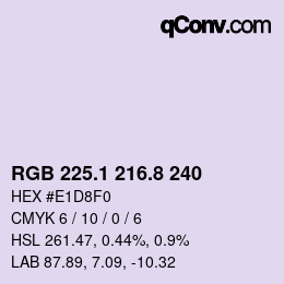 Color code: RGB 225.1 216.8 240 | qconv.com