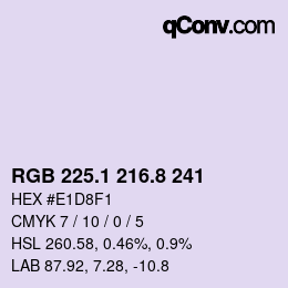 Farbcode: RGB 225.1 216.8 241 | qconv.com
