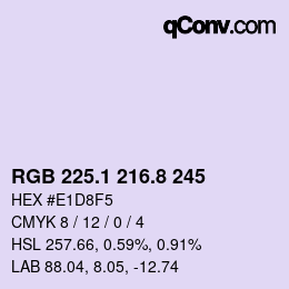 Color code: RGB 225.1 216.8 245 | qconv.com