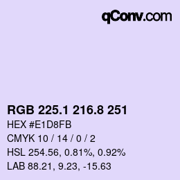 カラーコード: RGB 225.1 216.8 251 | qconv.com