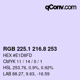 Farbcode: RGB 225.1 216.8 253 | qconv.com