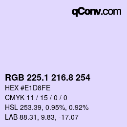 Color code: RGB 225.1 216.8 254 | qconv.com