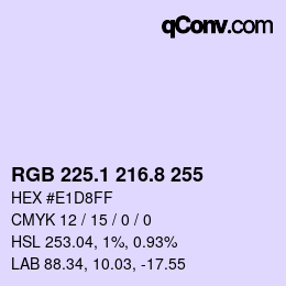 Farbcode: RGB 225.1 216.8 255 | qconv.com