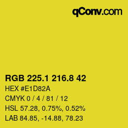 カラーコード: RGB 225.1 216.8 42 | qconv.com
