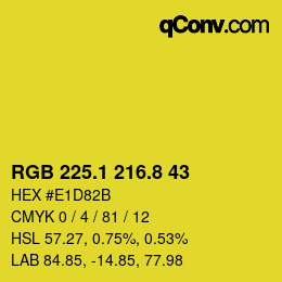 カラーコード: RGB 225.1 216.8 43 | qconv.com