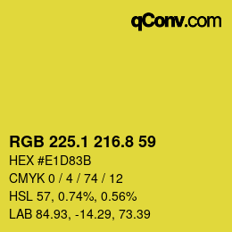 カラーコード: RGB 225.1 216.8 59 | qconv.com