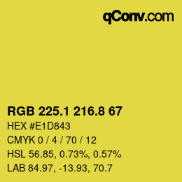 カラーコード: RGB 225.1 216.8 67 | qconv.com