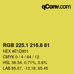 カラーコード: RGB 225.1 216.8 81 | qconv.com