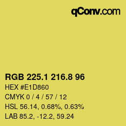 カラーコード: RGB 225.1 216.8 96 | qconv.com
