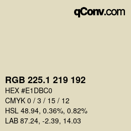 Color code: RGB 225.1 219 192 | qconv.com