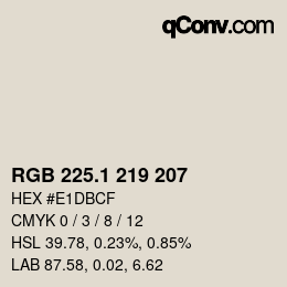 Color code: RGB 225.1 219 207 | qconv.com