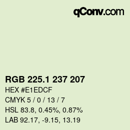 カラーコード: RGB 225.1 237 207 | qconv.com