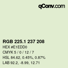 カラーコード: RGB 225.1 237 208 | qconv.com