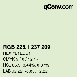 カラーコード: RGB 225.1 237 209 | qconv.com