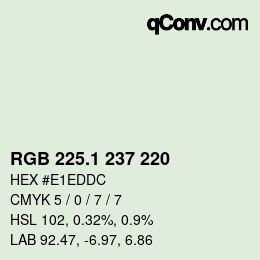 Color code: RGB 225.1 237 220 | qconv.com