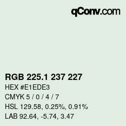 カラーコード: RGB 225.1 237 227 | qconv.com