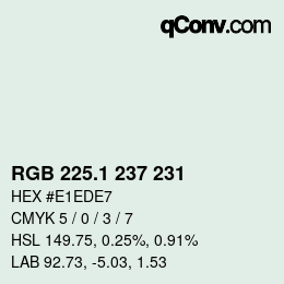 Color code: RGB 225.1 237 231 | qconv.com