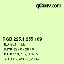 カラーコード: RGB 225.1 255 189 | qconv.com
