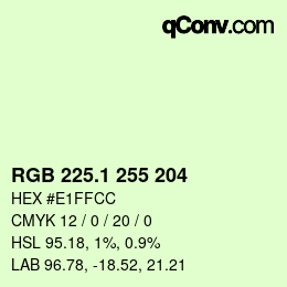 カラーコード: RGB 225.1 255 204 | qconv.com