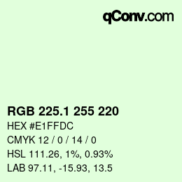 Color code: RGB 225.1 255 220 | qconv.com