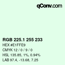カラーコード: RGB 225.1 255 233 | qconv.com